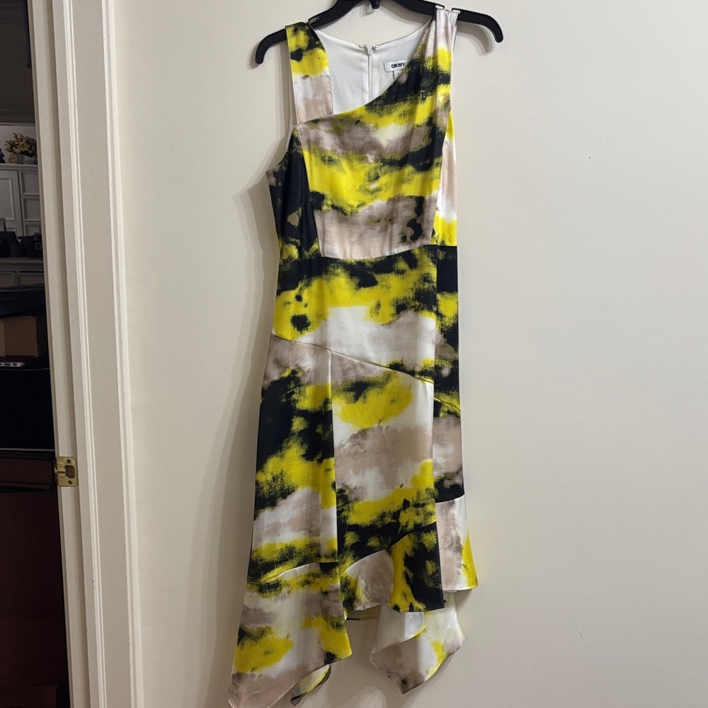 DKNY One Shoulder Yellow and Black Dress